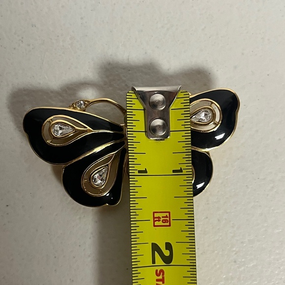 Vintage Trifari Butterfly  Rhinestone Enamel Brooch Gold Tone Butterflies Pin - Picture 9 of 9